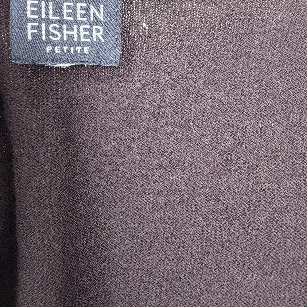Eileen Fisher Women's Open Cardigan Sweater 100% Wool Petite S/M Chocolate Brown - Picture 9 of 9
